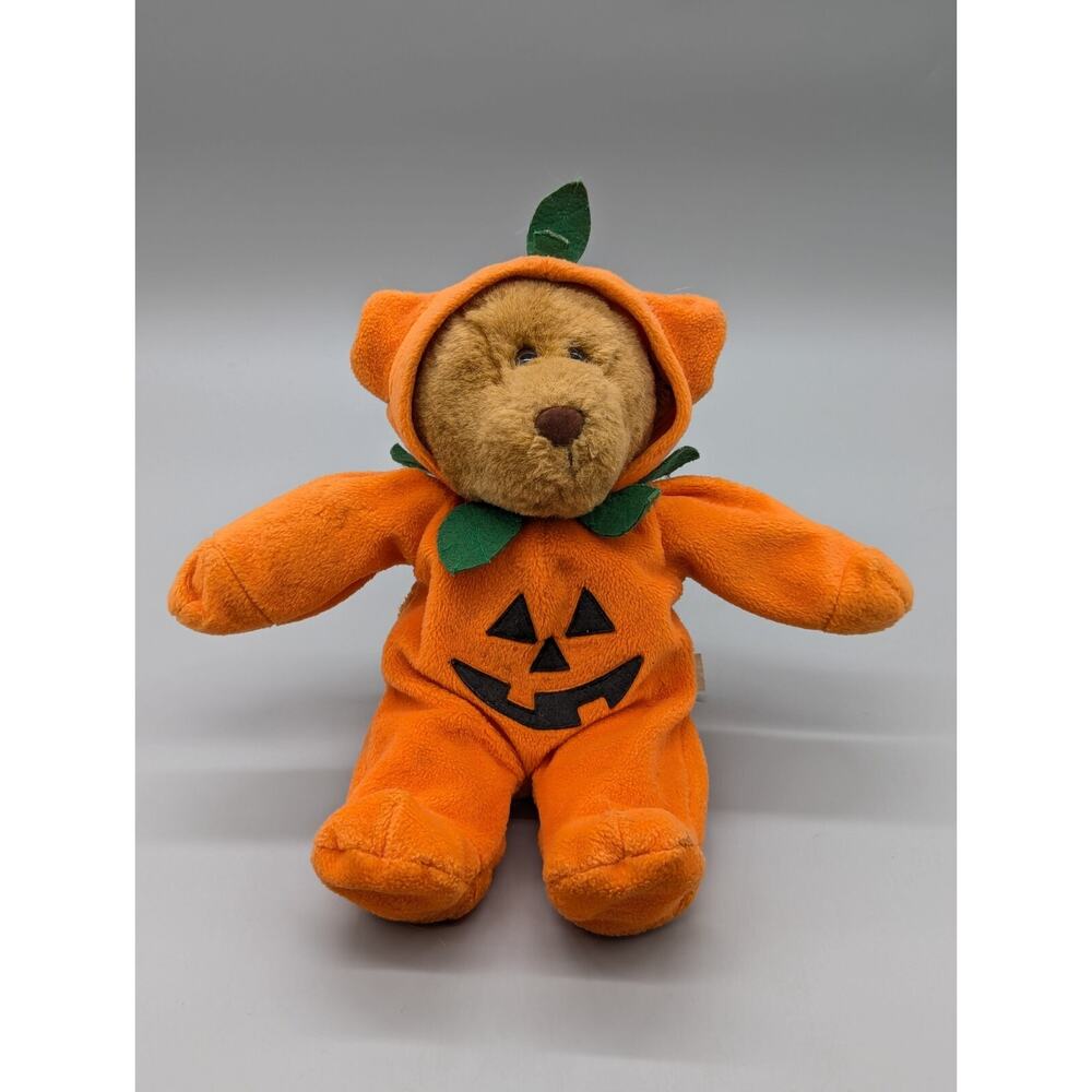 GAC 1998 Halloween Teddy Bear Pumpkin Jack O Lantern Plush Stuffed Animal